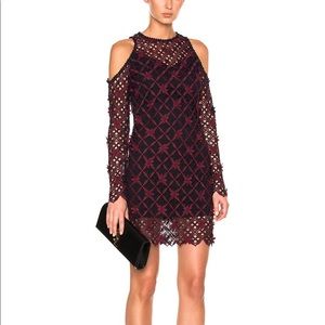 Self-Portrait Guipure Lace Navy & Burgundy Dress 4